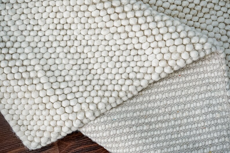 Bumpy Wool Rug Chunky Looped Fluffy Ivory Wool Rug, Soft Scandinavian Decor Indoor ...