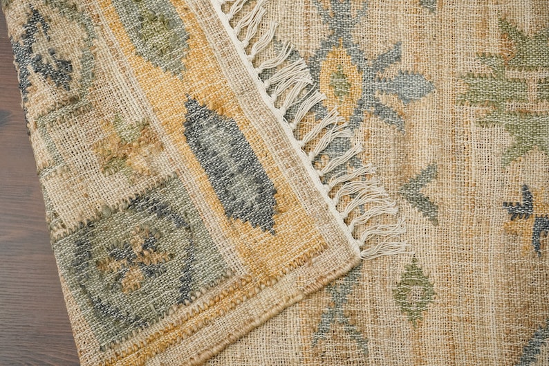 Alfombra de yute estilo boho verde salvia natural tejida a mano, alfombra de yute de decoración escandinava de estilo marroquí, hecha a medida en todos los tamaños imagen 5