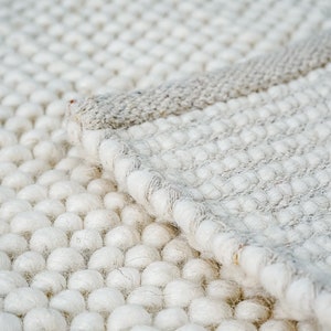 Chunky Looped Fluffy Ivory Wool Rug, Soft Scandinavian Decor Indoor ...