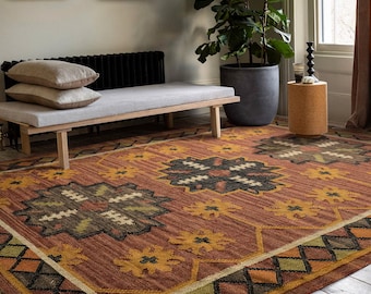 Kelim Teppich, Kelim Teppich, Wollteppich, handgewebt, handgewebt, Boho-Dekor