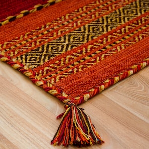 Red Kilim Rug 3X5, Indian Handwoven, Vintage, Aesthetic, Christmas Decor, Moroccan, Trending, Decorative stylish rug, Area rug, modern decor