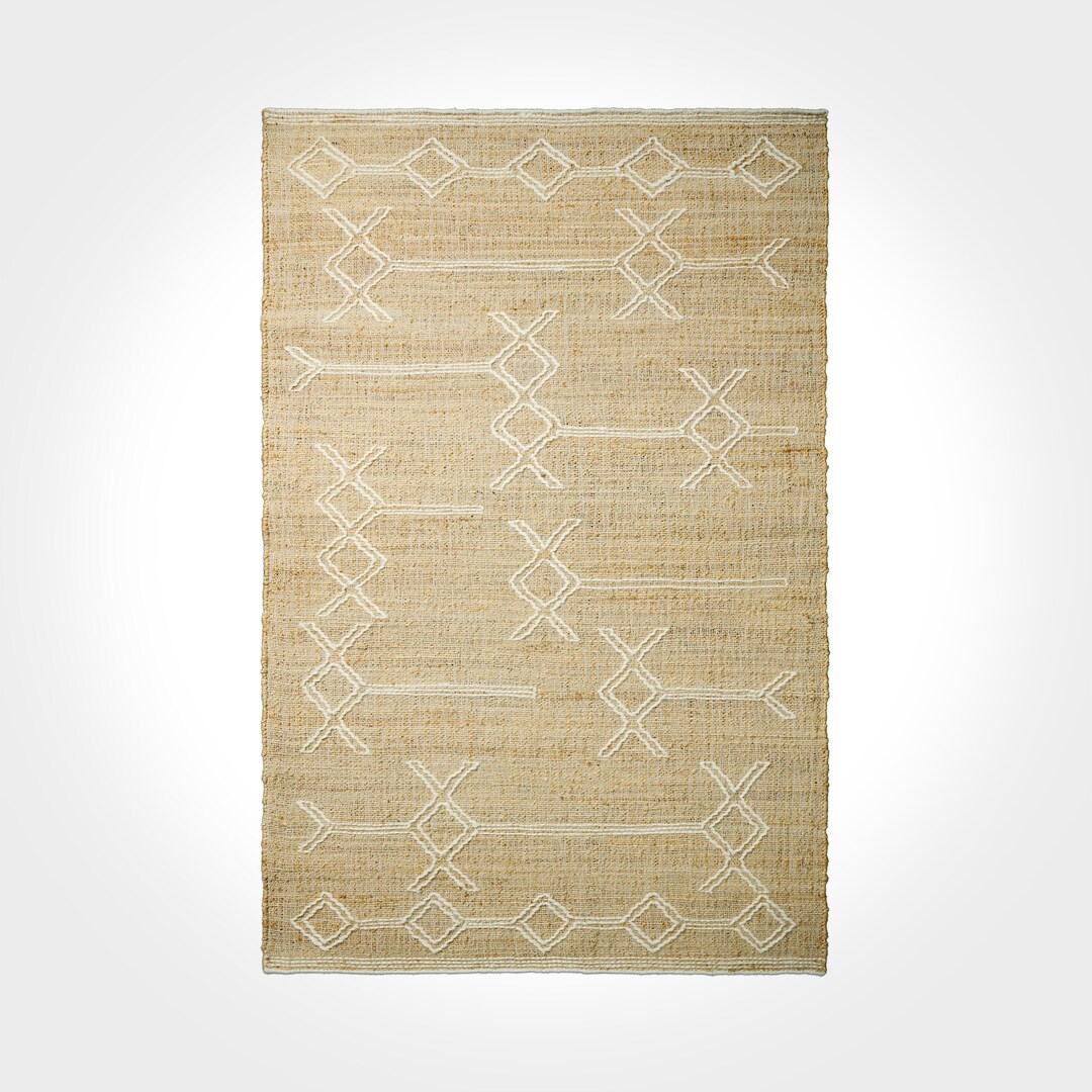 Abstract Flat Weave Natural Jute Area Rug - Contemporary Modern Boho ...