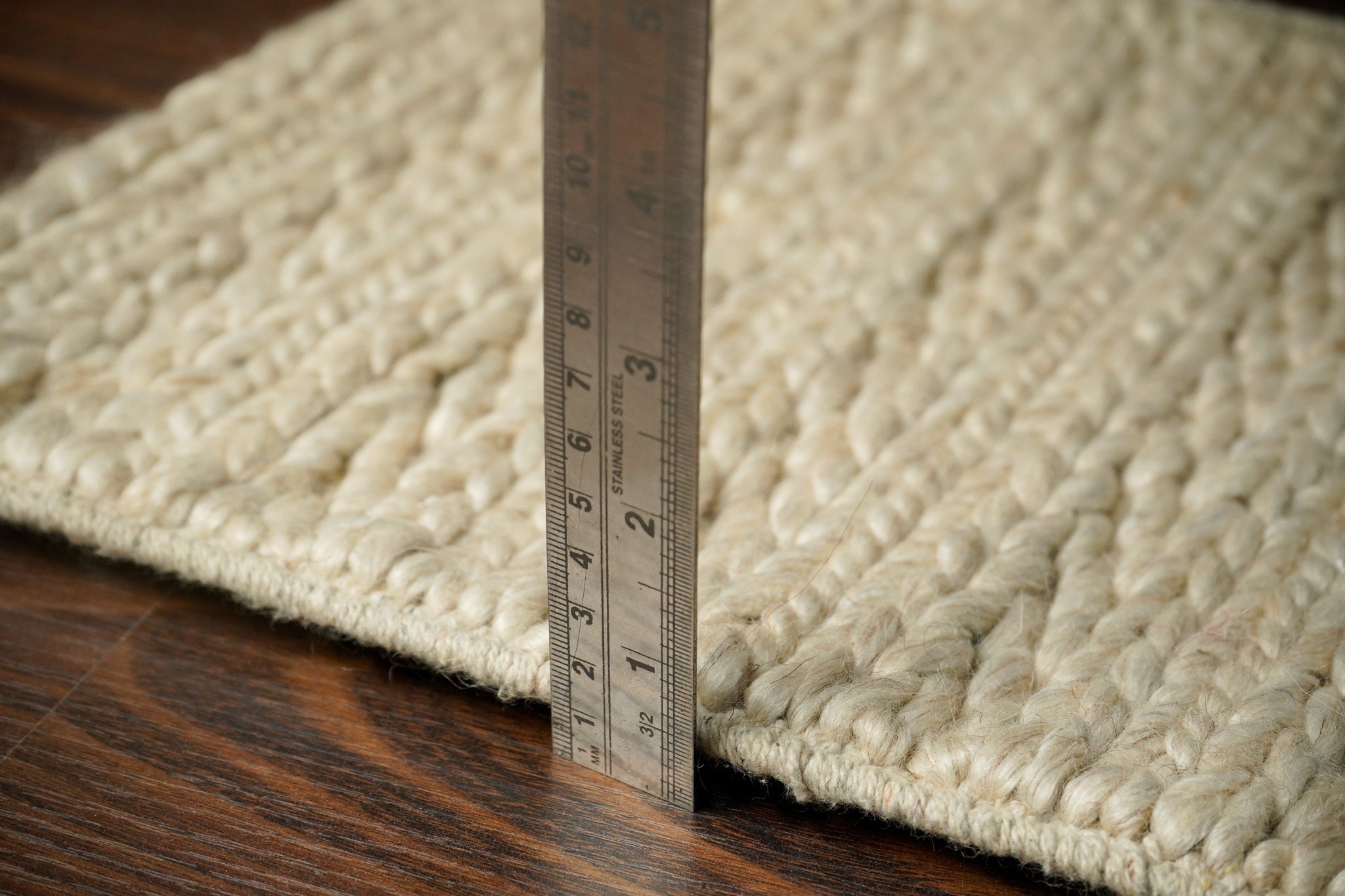 Natural Chunky Braided Cable Knit Wool Rug - Neutral Textured, Custom ...