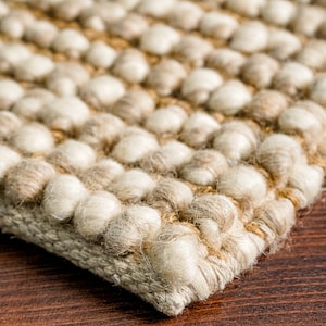 Bumpy Wool Rug Hand Woven Wool Jute Rug, Chunky Camel Beige, Scandinavian Design - Etsy
