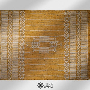 Handwoven Yellow Tribal Petyarn Area Rug, Classy Patio Rug, Bohemian Artistic outdoor rug,Living Room rug,Outdoor Indoor rug, Custom made