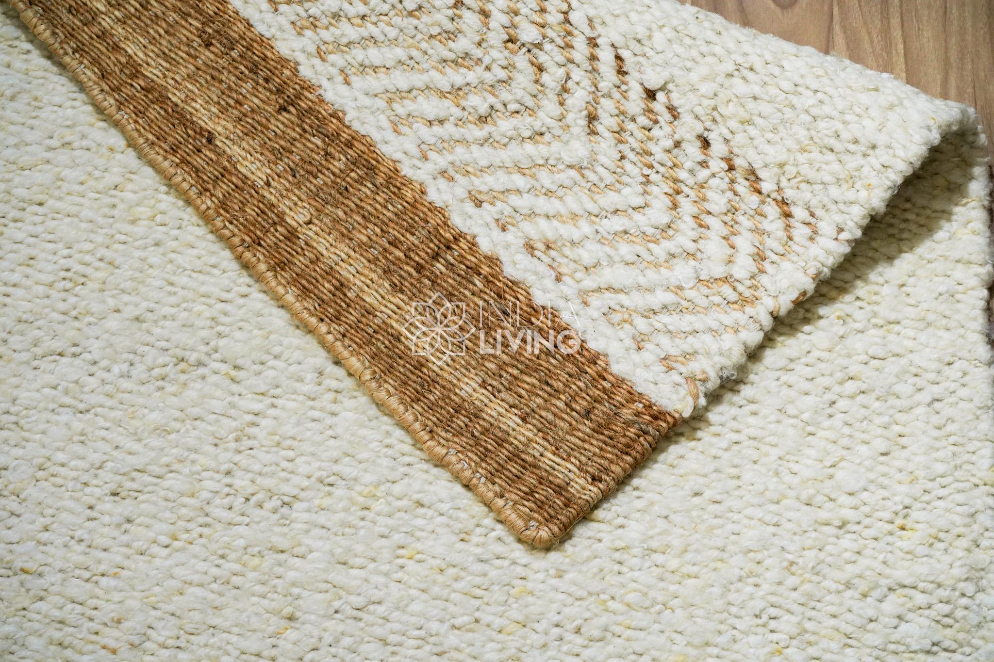 Natural Ivory Textured Wool Rug : Handwoven Neutral Minimalist ...