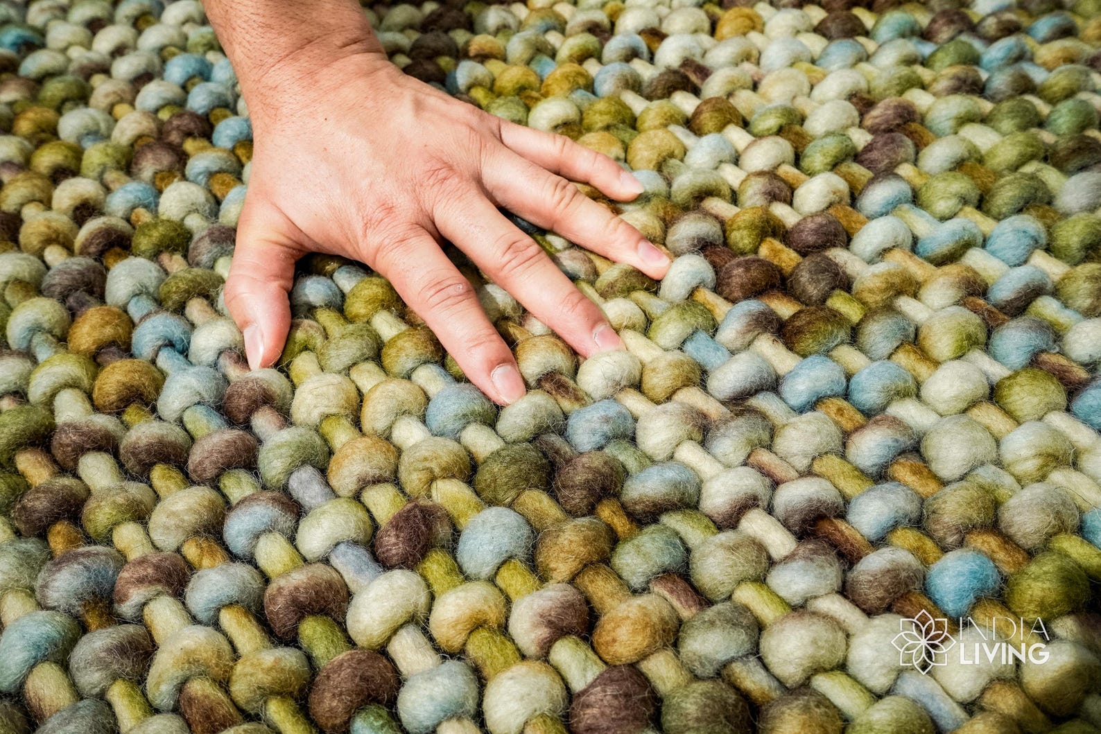 Wool Rugs Customized Handwoven Basket Weave Chunky Wool Rug - Multi Tonal Thick Pile, Custom ...