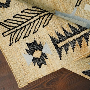 Native American Inspired Hand Woven Natural Jute Rug, Modern Bohemian ...