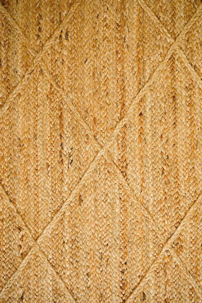 Natural diamond Braided jute area rug, jute braided sustainable Rug, Boho decor rug , Custom made in all sizes image 4