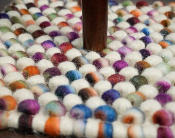 Colourful Chunky Multi Blend Felted Wool Area rug, Handwoven Wool Carpet, Funky Decor Rug, Kids Nursery Room Rug, Custom made in all sizes