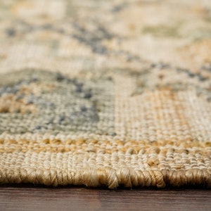 Alfombra de yute estilo boho verde salvia natural tejida a mano, alfombra de yute de decoración escandinava de estilo marroquí, hecha a medida en todos los tamaños imagen 4