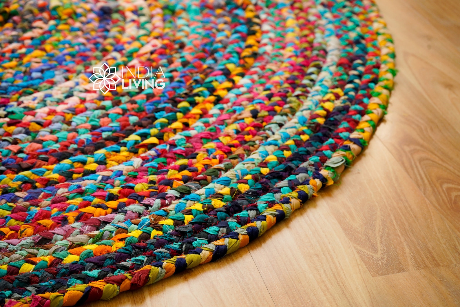 Rubd Rag Rug Designs Chindi Braided Round Rag Rug, Rainbow Rug, Colourful Boho Mat, Custom ...