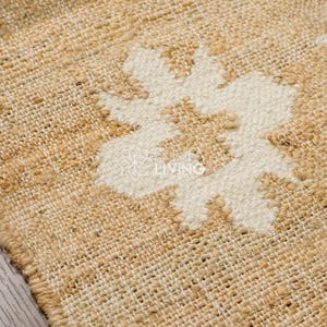 Natural Floral Jute Rug, Contemporary Boho Decor, Flower Pattern, Eco-Friendly Flat Weave image 9
