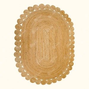 Natural Jute oval rug, hand braided sustainable boho decor Jute rug, Natural fibres, Custom made