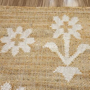 Natural Floral Jute Rug, Contemporary Boho Decor, Flower Pattern, Eco-Friendly Flat Weave image 15