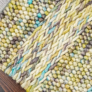 Pastel coloured Multi Pattern Chunky looped area rug, Premium Wool, Pet-Friendly, Customization available