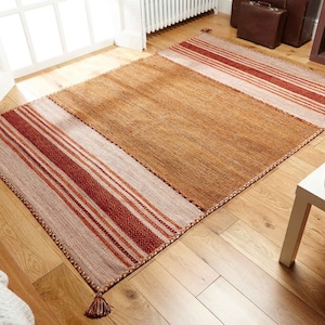 Indian Beige Kilim Rug, Handmade, Moroccan Rug, Living Room Carpet, Flatweave area rug