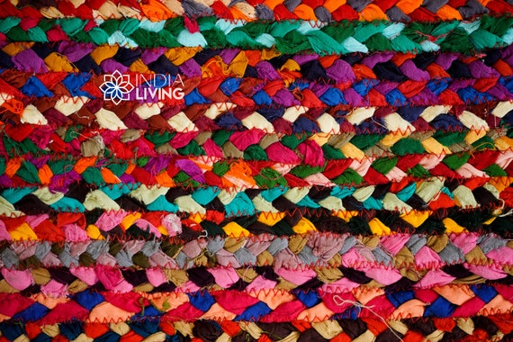 Multi Chindi Rainbow Rag Rug - Handcrafted Recycled Cotton Home