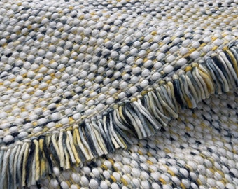 Multi Blend Cozy Chunky Wool area rug - Hand knitted wool, textured wool, Winter Living room Decor Rug, Customization available