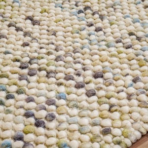 Alfombra de lana gruesa en tonos pastel - Personalizable y adaptable - Decoración bohemia para el hogar, apta para mascotas, alfombra original para la habitación de los niños, alfombra para guardería