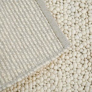 Bumpy Wool Rug Natural Ivory Chunky Pebble Wool Rug - Handwoven Scandinavian Modern ...