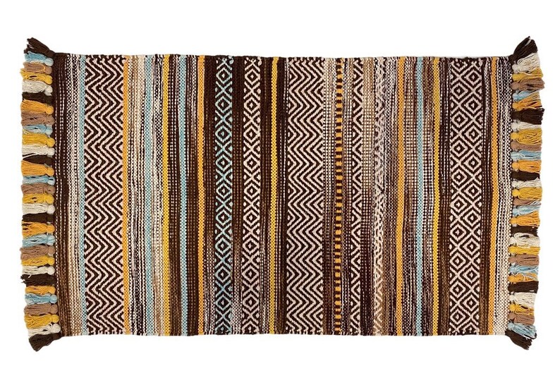 INDIAN COTTON KILIM Brown Rug New 4x6,2x3