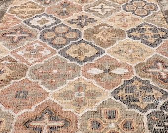 Handgeweven abstract bloemenmotief vloerkleed van zwart-beige natuurlijke jute, landelijke stijl, Azteeks patroon