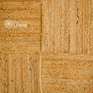 Natural Geometric Jute Rug, Hand Braided Hallway Jute Runner, Sustainable Custom made