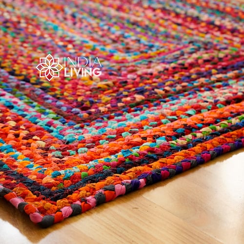 Multi Chindi Rainbow Rag Rug - Handcrafted Recycled Cotton Home