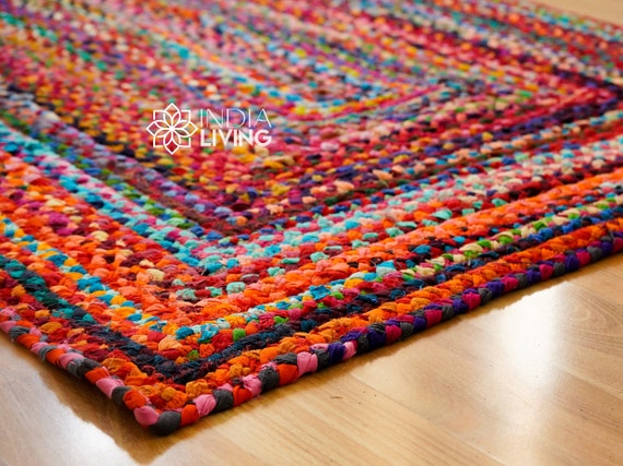Multi Chindi Rainbow Rag Rug - Handcrafted Recycled Cotton Home