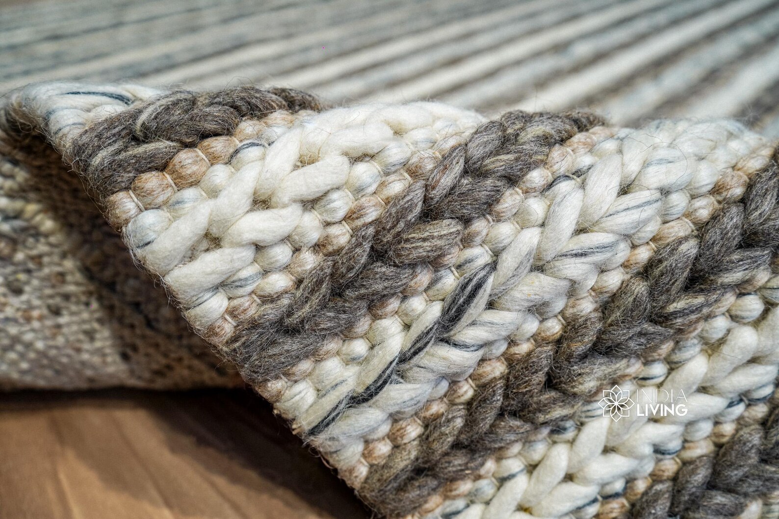 Handwoven Chunky Cable Knit Rug – Multi Pattern Scandinavian Wool, Cozy ...