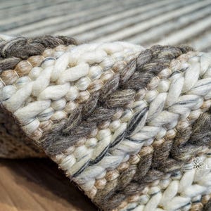 Handwoven Chunky Cable Knit Rug – Multi Pattern Scandinavian Wool, Cozy ...