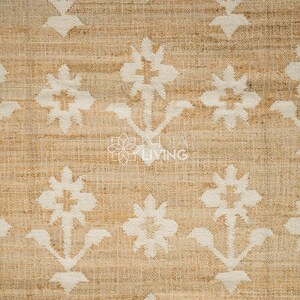 Natural Floral Jute Rug, Contemporary Boho Decor, Flower Pattern, Eco-Friendly Flat Weave image 8