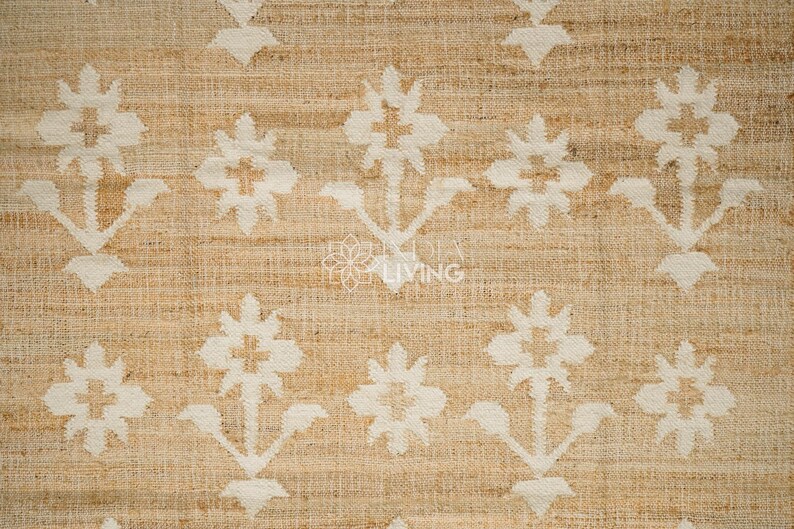 Natural Floral Jute Rug, Contemporary Boho Decor, Flower Pattern, Eco-Friendly Flat Weave image 8