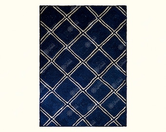 Alfombra de yute azul marino, trenzada natural, estilo bohemio, para sala de estar, hecha a medida, estilo bohemio, alfombra de yute natural