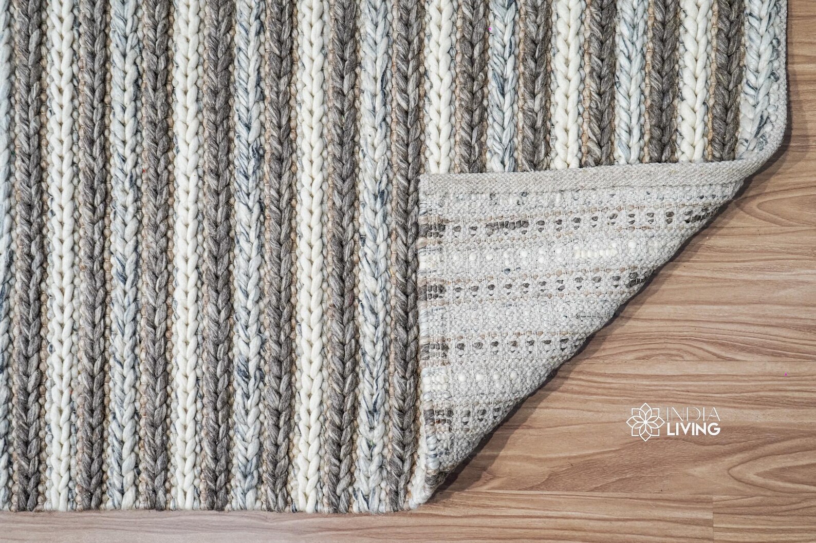 Handwoven Chunky Cable Knit Rug – Multi Pattern Scandinavian Wool, Cozy ...