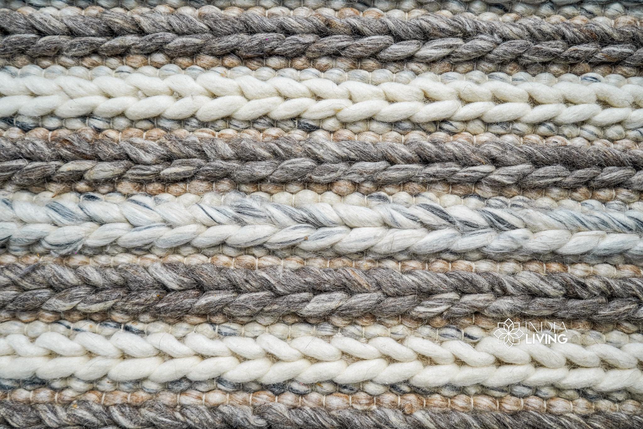 Handwoven Chunky Cable Knit Rug – Multi Pattern Scandinavian Wool, Cozy ...