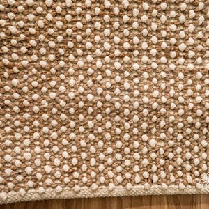 Bumpy Wool Rug Beige White Chunky Looped Wool Rug - Scandinavian Hand Made Fluffy Soft ...