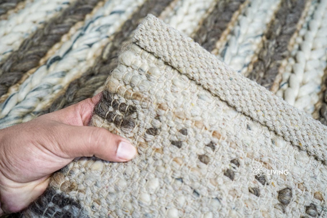 Handwoven Chunky Cable Knit Rug – Multi Pattern Scandinavian Wool, Cozy ...