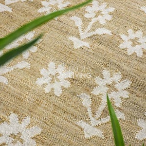 Natural Floral Jute Rug, Contemporary Boho Decor, Flower Pattern, Eco-Friendly Flat Weave image 7