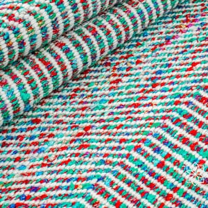 Multi Blend Teal Blue Wavy Striped Texture Handwoven Flatweave Modern Boho Geometric Wool rug, Custom made in all sizes