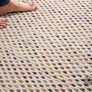 Multi Blend Hand Made Chunky Looped Ivory Wool Rug, Custom Made ...