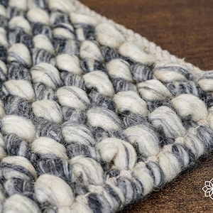 Multi Grey Mix Handwoven Cashew Weave Chunky Loop Wool Rug, Custom Made Rug in All Sizes