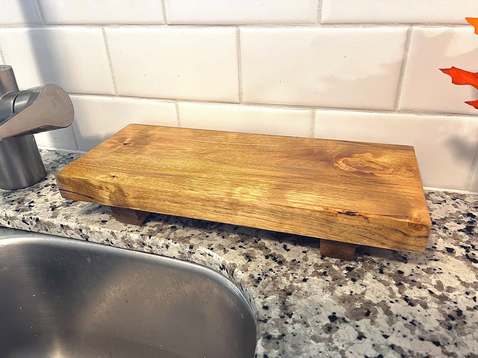 Pedestal Tray Kitchen Counter Tray Bathroom Vanity Tray Wooden Tray