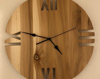 14” Cedar Wood Analogue Wall Clock