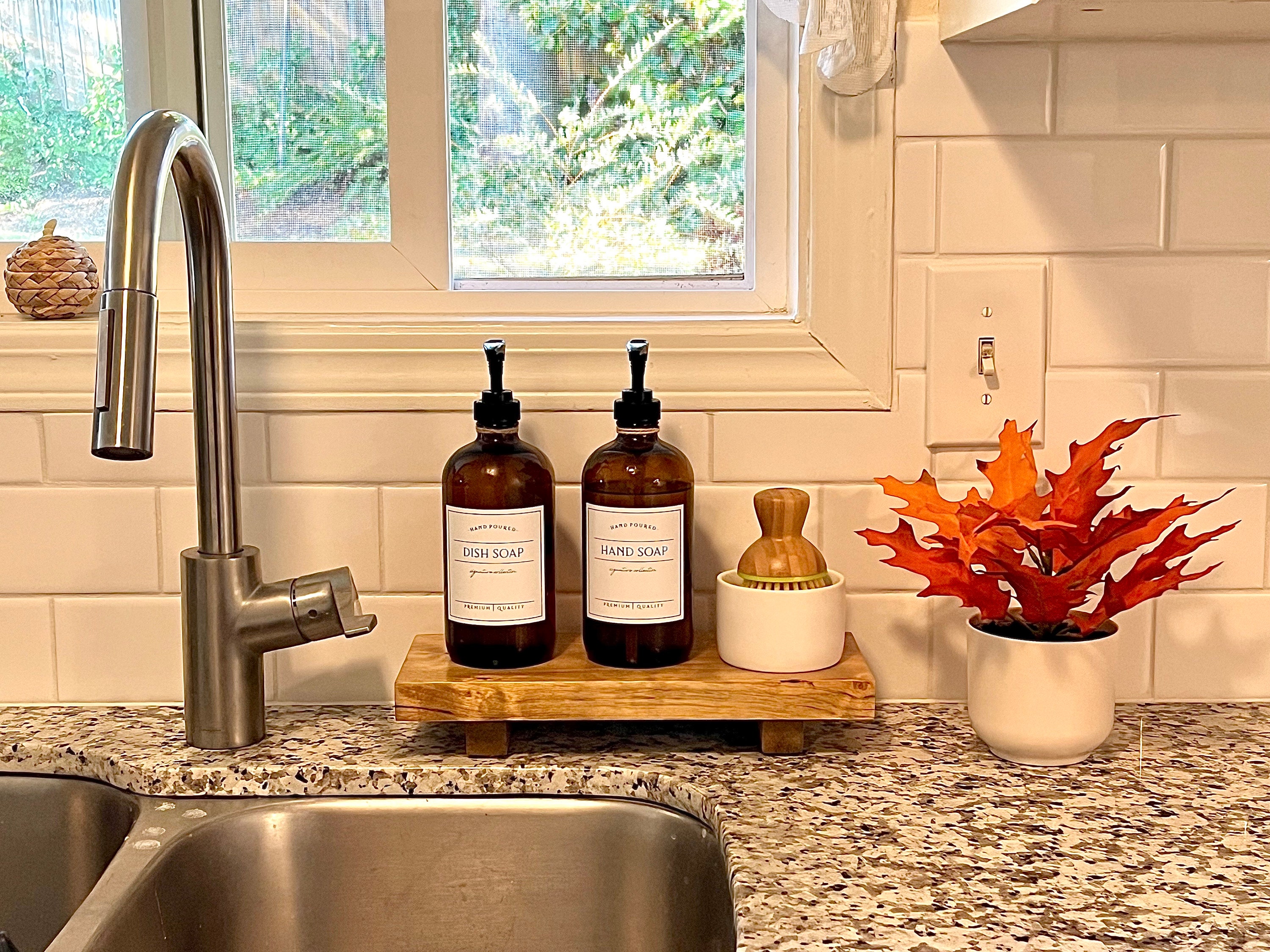 Pedestal Tray - Kitchen Counter Tray - Bathroom Vanity Tray - Wooden ...