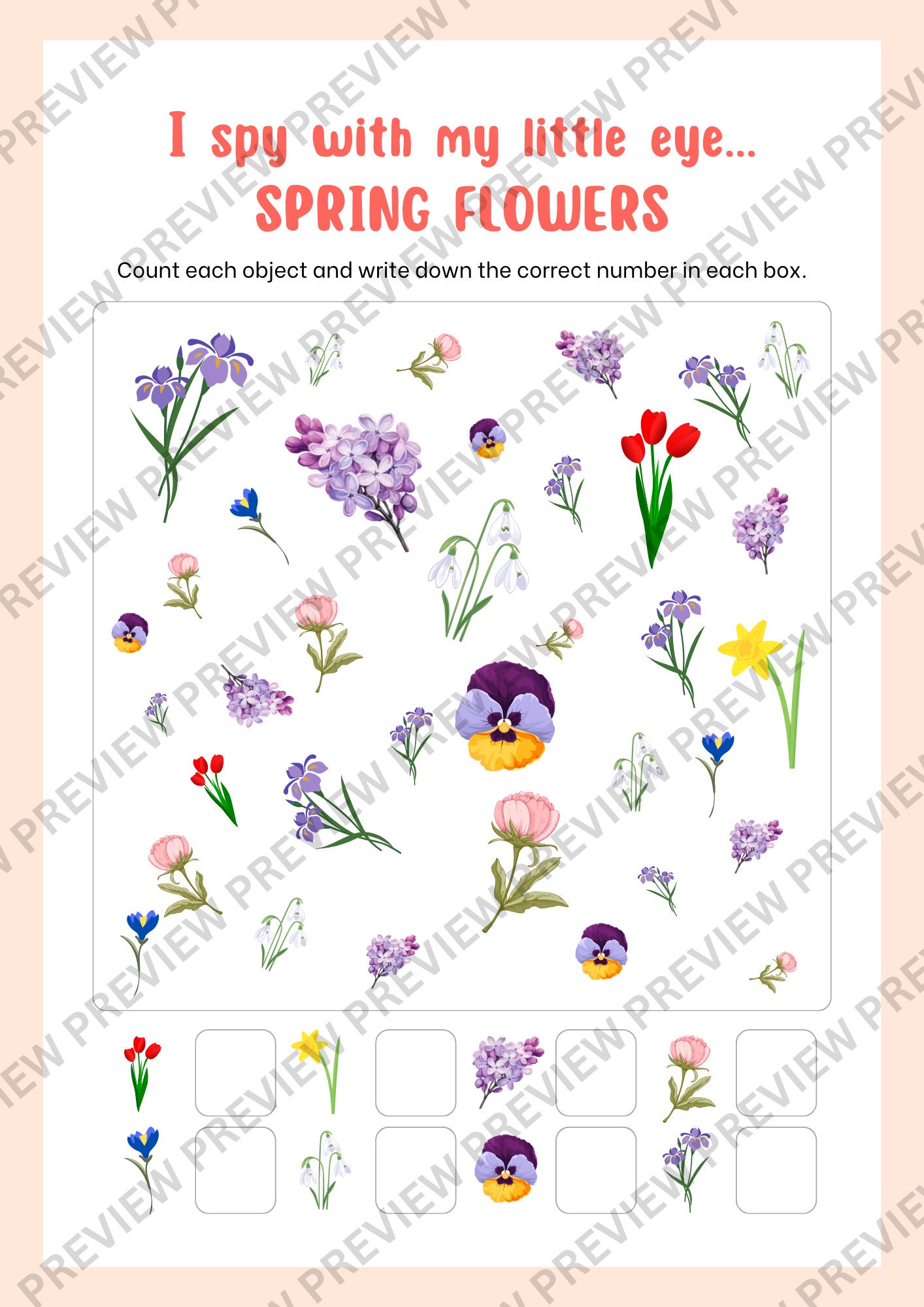 I Spy Game 5 Worksheets 1 Answer Key Spring Party Activity Classroom ...