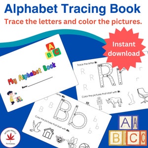 Cuaderno de trabajo del alfabeto/práctica de escritura a mano/rastreo de páginas/reconocimiento de letras