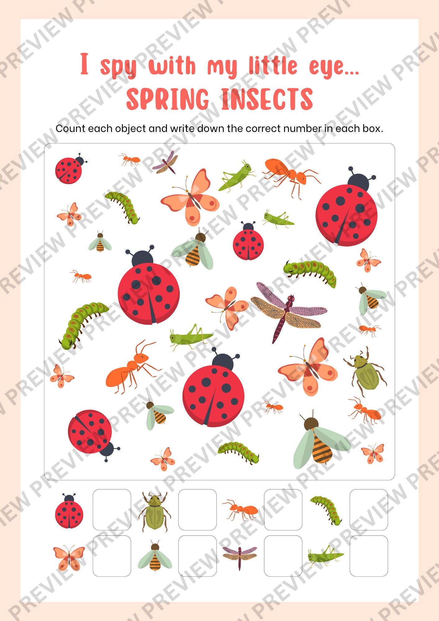 I Spy Game | 5 Worksheets | 1 Answer Key | Spring Party Activity ...