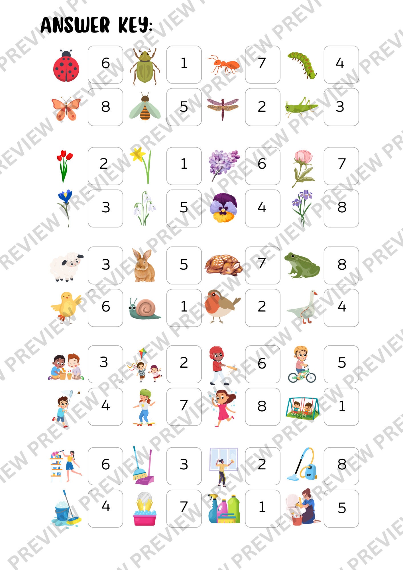 I Spy Game 5 Worksheets 1 Answer Key Spring Party Activity Classroom ...